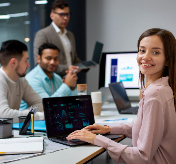 Modern office environment with technology